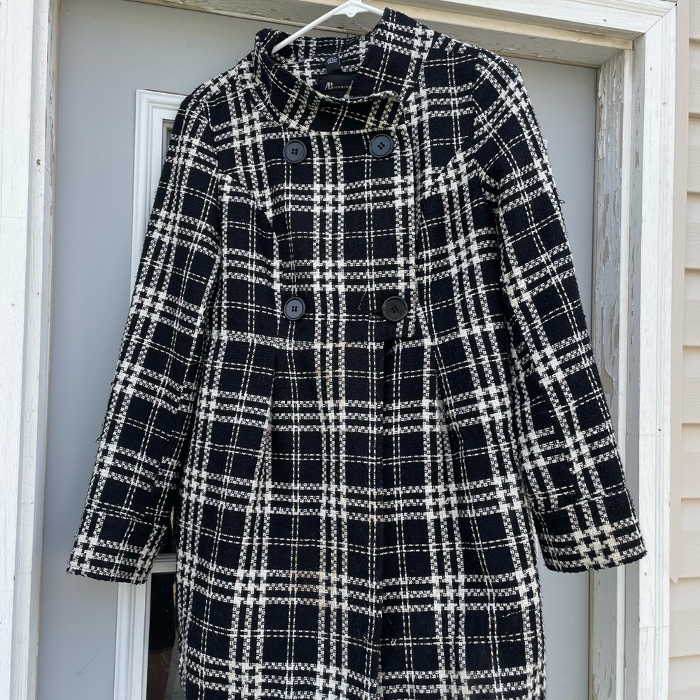 Black and white pea coat